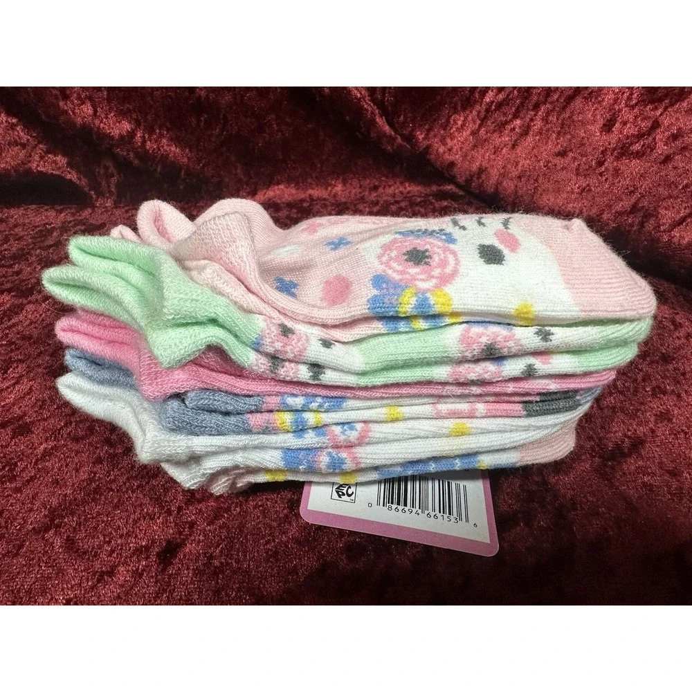 Hello Kitty No-Show Socks 6 Pairs Kids Girls Shoe Size 6-10.5 Small Sanrio Pink